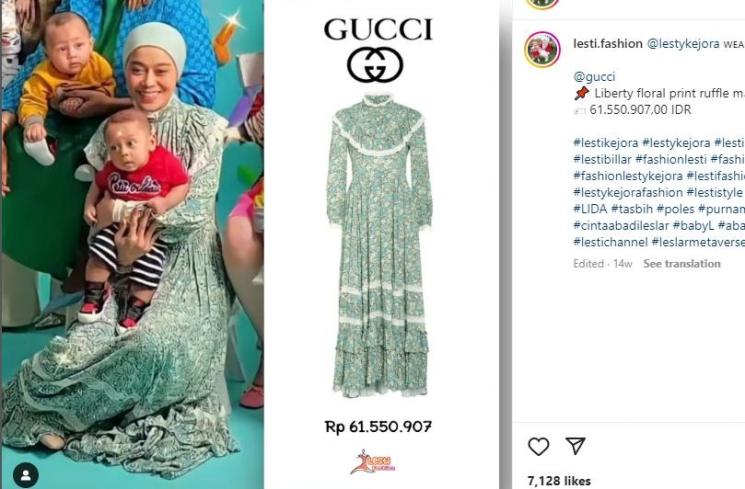 Outfit Mewah Lesti Kejora saat Momong Baby Leslar. (Instagram/lesti.fashion)