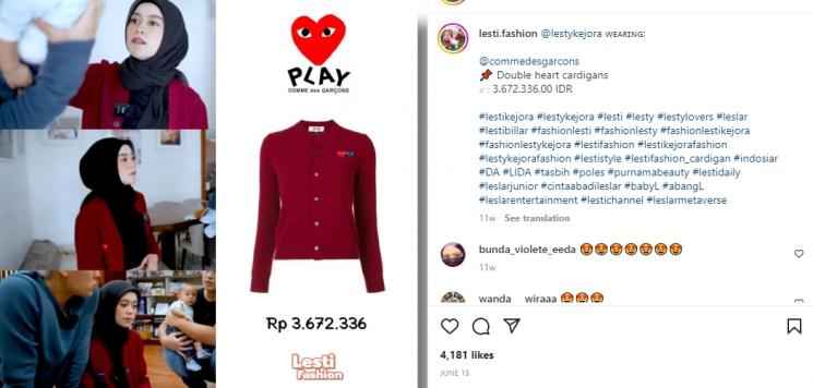 Outfit Mewah Lesti Kejora saat Momong Baby Leslar. (Instagram/lesti.fashion)