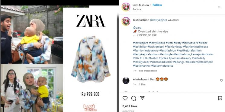 Outfit Mewah Lesti Kejora saat Momong Baby Leslar. (Instagram/lesti.fashion)