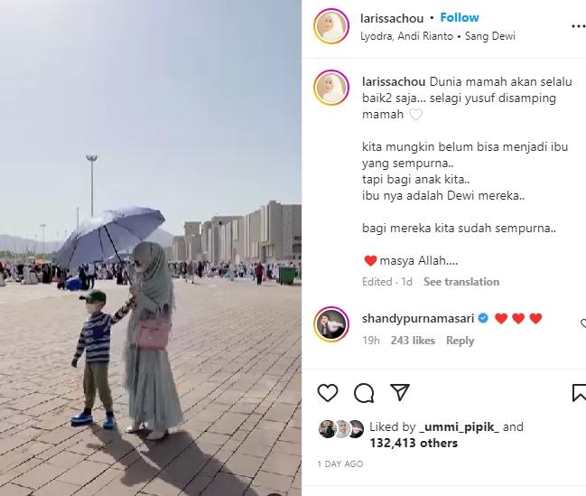 Larissa Chou Ajak Anak Umroh. (Instagram/larissachou)
