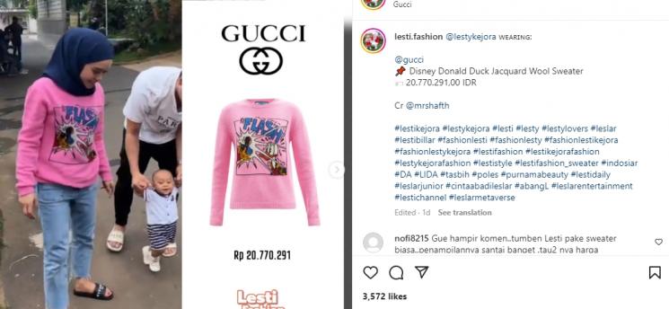 Outfit Mewah Lesti Kejora saat Momong Baby Leslar. (Instagram/lesti.fashion)