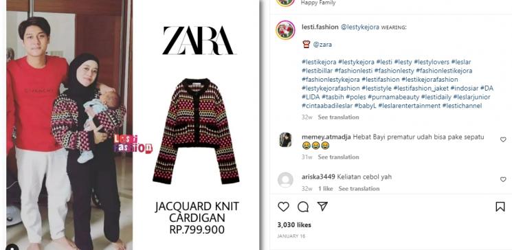 Outfit Mewah Lesti Kejora saat Momong Baby Leslar. (Instagram/lesti.fashion)