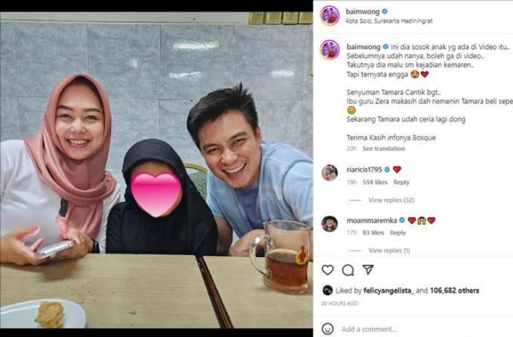 Baim Wong ketemu bocah SD yang viral karena kutuan. (Instagram/@baimwong)