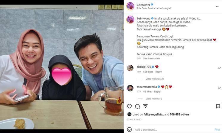 Baim Wong ketemu bocah SD yang viral karena kutuan. (Instagram/@baimwong)