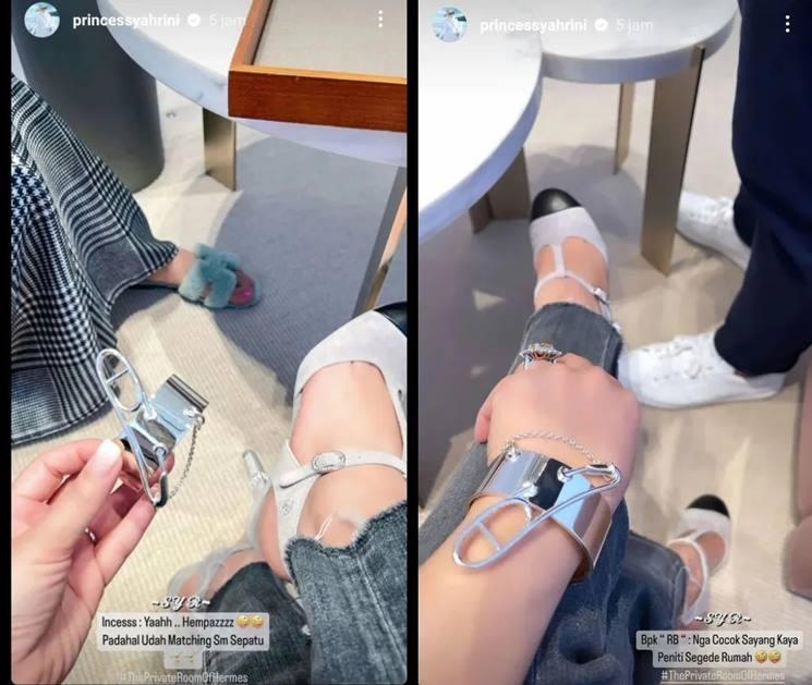 Gelang Syahrini dikomentari suami. (Instagram/@princessyahrini)