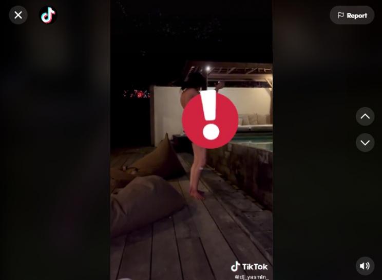 Teman DJ Yasmin yang bernama Aurell sedang mabuk sampai melepas pakaian dalam. (TikTok)