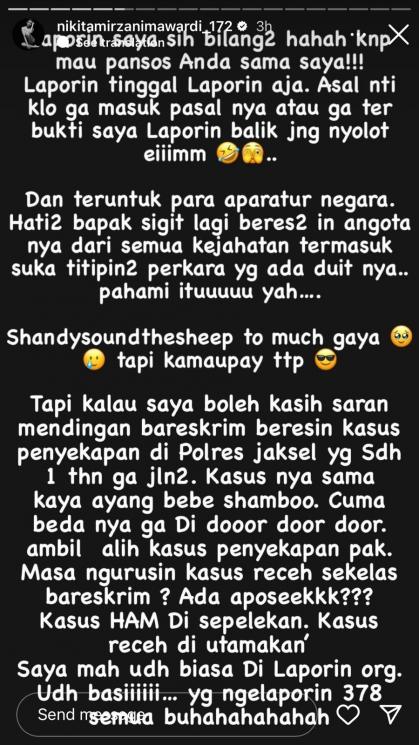 Insta Story Nikita Mirzani [Instagram/@nikitamirzanimawardi_172]