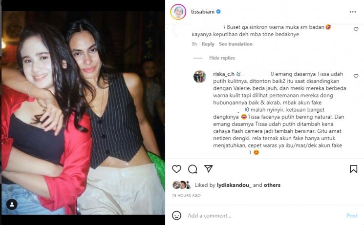Tissa Biani dan Valerie Thomas. (Instagram/tissabiani)