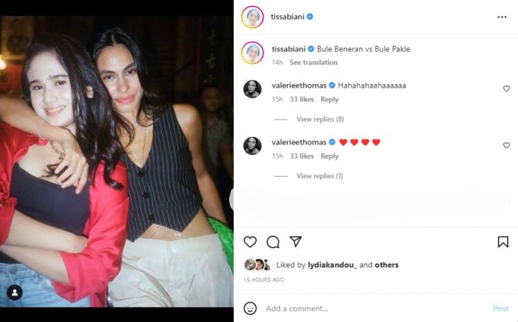 Tissa Biani dan Valerie Thomas. (Instagram/tissabiani)