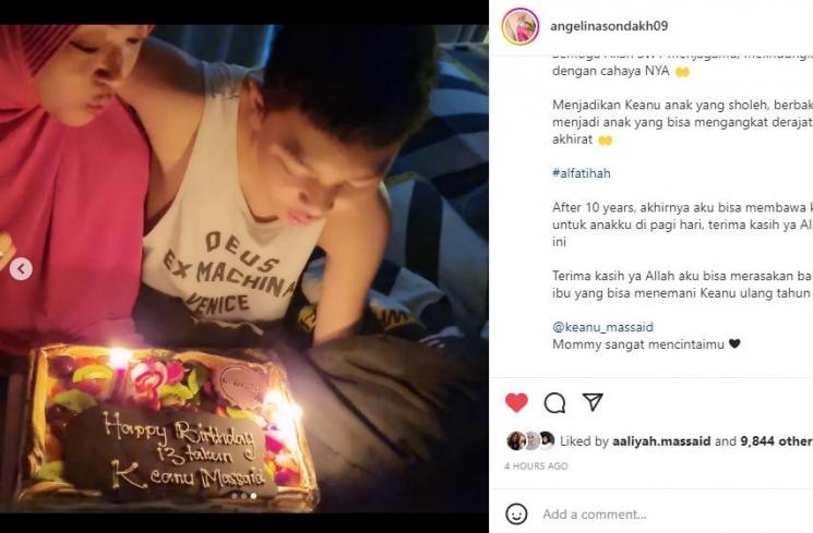 Angelina Sondakh rayakan ulang tahun Keanu Massaid. (Instagram/angelinasondakh09)