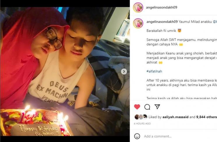 Angelina Sondakh rayakan ulang tahun Keanu Massaid. (Instagram/angelinasondakh09)