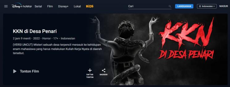 Link Streaming KKN di Desa Penari. (Disney+ Hotstar)