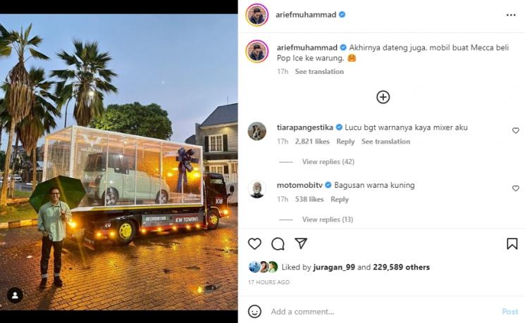 Arief Muhammad belikanputrinya mobil mewah. (Instagram/ariefmuhammad)