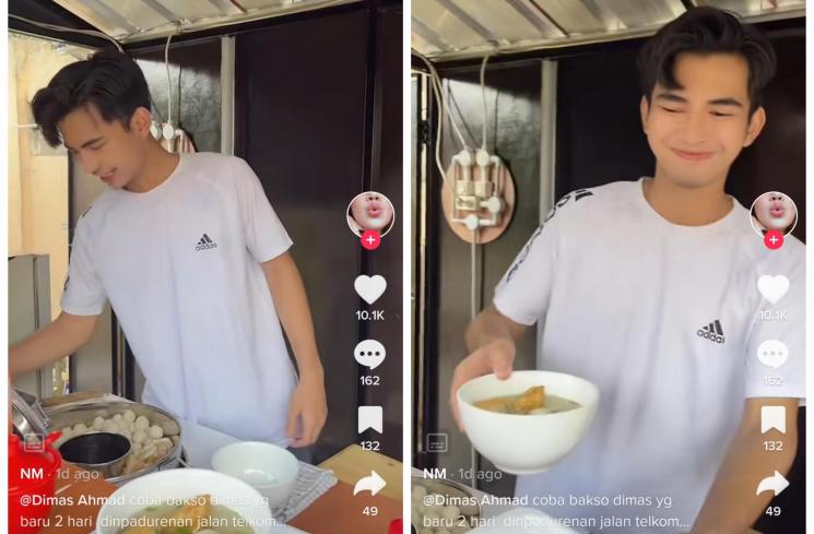 Dimas Ahmad kembali jualan bakso (TikTok/@montcan)