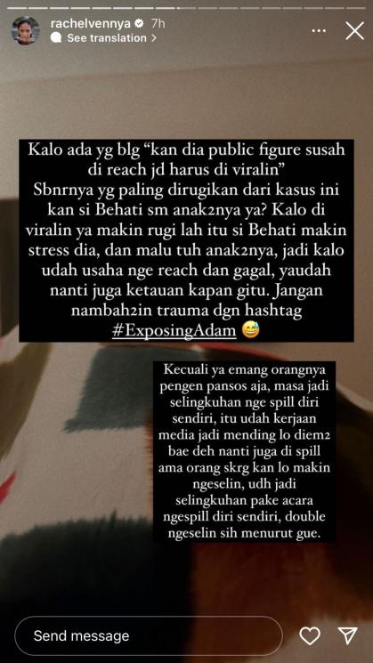 Rachel Vennya Komentari Isu Selingkuh Adam Levine. (Instagram/rachelvennya)