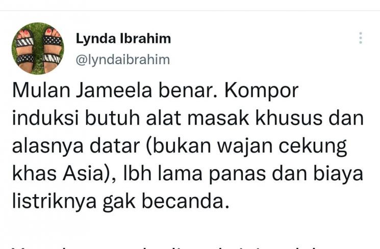 netizen tanggapi opini Mulan Jameela (Twitter/@lyndaibrahim)