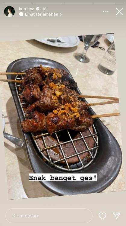 Kun WayV makan Sate [Instagram/@kun11xd]