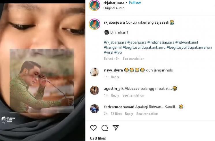 Intan 'Begitu Syulit Lupakan Rehan' (instagram/rkjabarjuara)