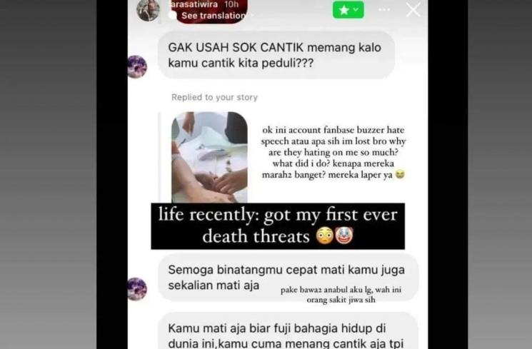 cuplikan teror fans fanatik Fuji ke Larasati Wira (Instagram/@lambe_danu_official99)