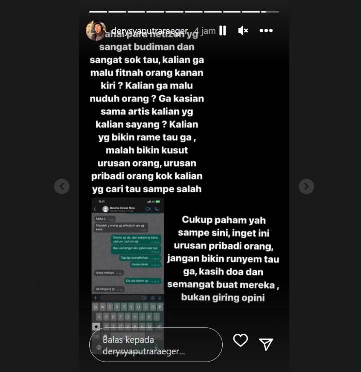Story Dery Syaputra (Instagram/derysyaputraraeger)