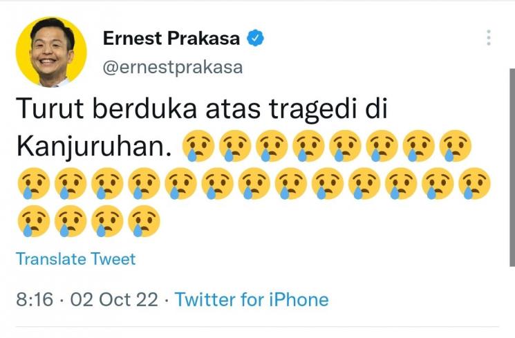 cuitan Ernest Prakasa (Twitter/@ernestprakasa)