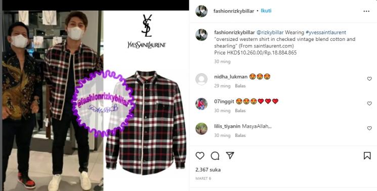 Gaya Branded Rizky Billar. (Instagram/fashionrizkybillar)