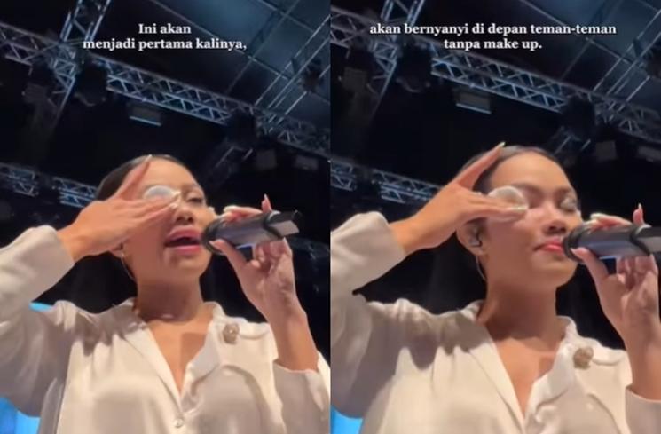 Momen Yura Yunita Hapus Make Up di Atas Panggung (Instagram/@yurayunita)