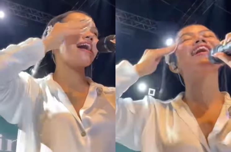 Momen Yura Yunita Hapus Make Up di Atas Panggung (Instagram/@yurayunita)