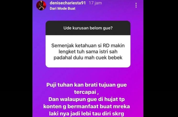 pengakuan Denise Chariesta (Instagram/@lambe_danu_official99)
