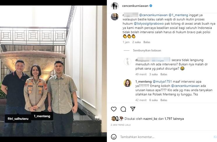 Postingan suami Fitri Salhuteru ikut diserbu pasca Nikita Mirzani ditahan. (Instagram/@cencenkurniawan)