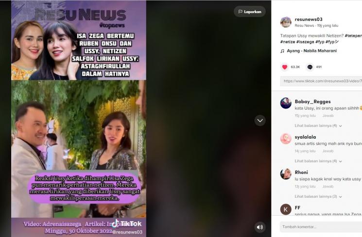 Video Ussy, Ruben dan Isa Zega [Tiktok/@resunews03]