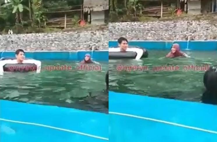 Potret Lesti Kejora dan Rizky Billar Berenang Pakai Ban (Instagram/@nyinyir_update_official)