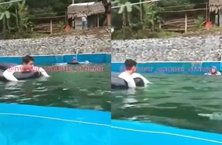 Potret Lesti Kejora dan Rizky Billar Berenang Pakai Ban (Instagram/@nyinyir_update_official)