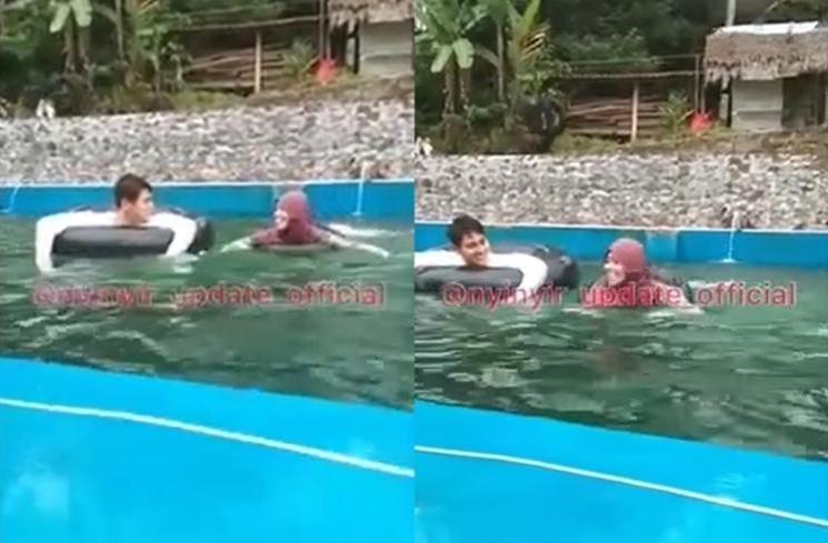 Potret Lesti Kejora dan Rizky Billar Berenang Pakai Ban (Instagram/@nyinyir_update_official)
