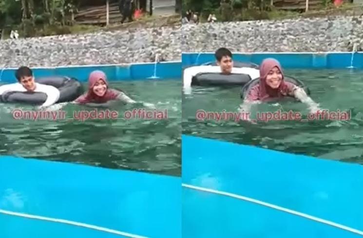 Potret Lesti Kejora dan Rizky Billar Berenang Pakai Ban (Instagram/@nyinyir_update_official)