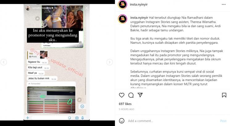 Nia Ramadhani buka suara (Instagram/insta_nyinyir)