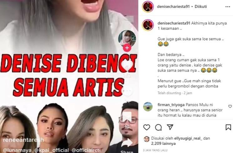 Denise Chariesta santai dibenci banyak artis. (Instagram/@denisechariesta91)