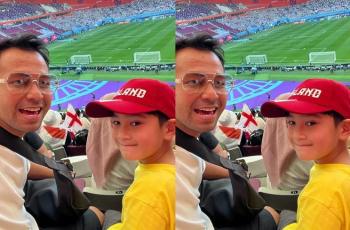 9 Momen Raffi Ahmad dan Rafathar Nonton Piala Dunia 2022 Laga Inggris vs Iran, Bikin Iri!
