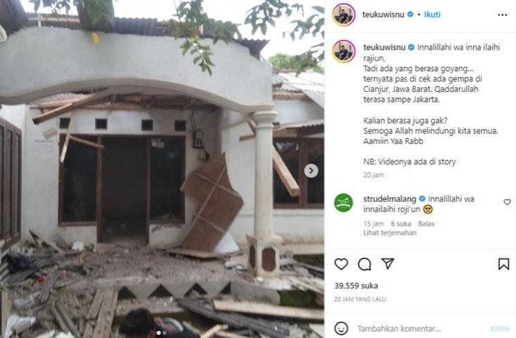 Artis Curhat Rasakan Gempa (instagram/@teukuwisnu)