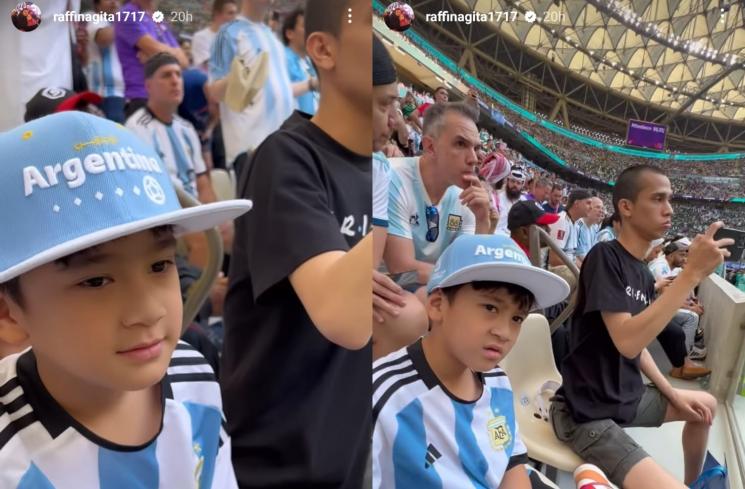 Momen Rafathar nonton Lionel Messi di Piala Dunia 2022 (Instagram/@raffinagita1717)