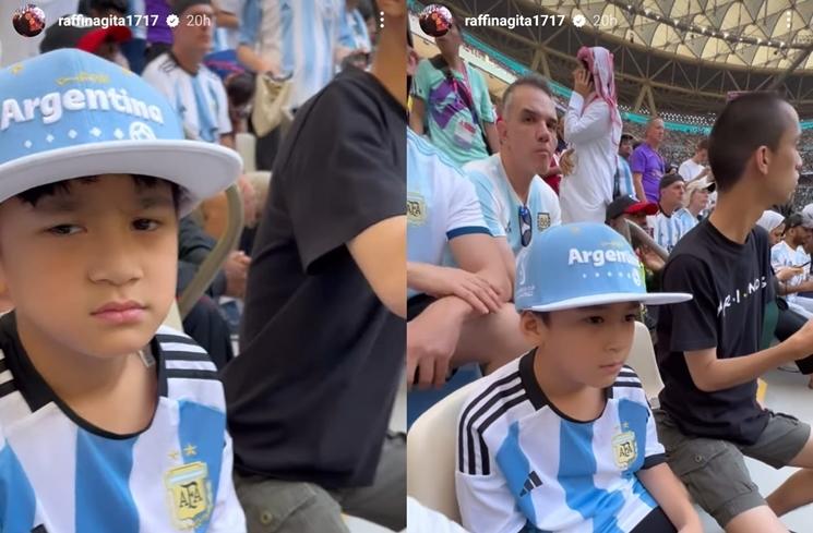 Momen Rafathar nonton Lionel Messi di Piala Dunia 2022 (Instagram/@raffinagita1717)