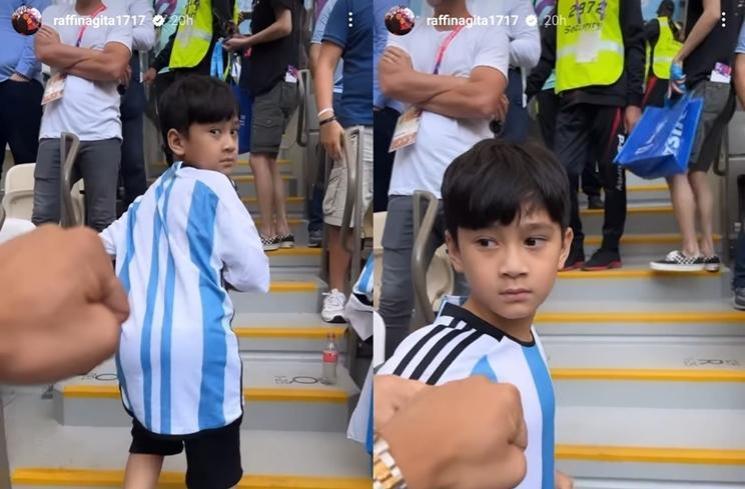 Momen Rafathar nonton Lionel Messi di Piala Dunia 2022 (Instagram/@raffinagita1717)