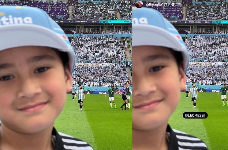 Momen Rafathar nonton Lionel Messi di Piala Dunia 2022 (Instagram/@raffinagita1717)