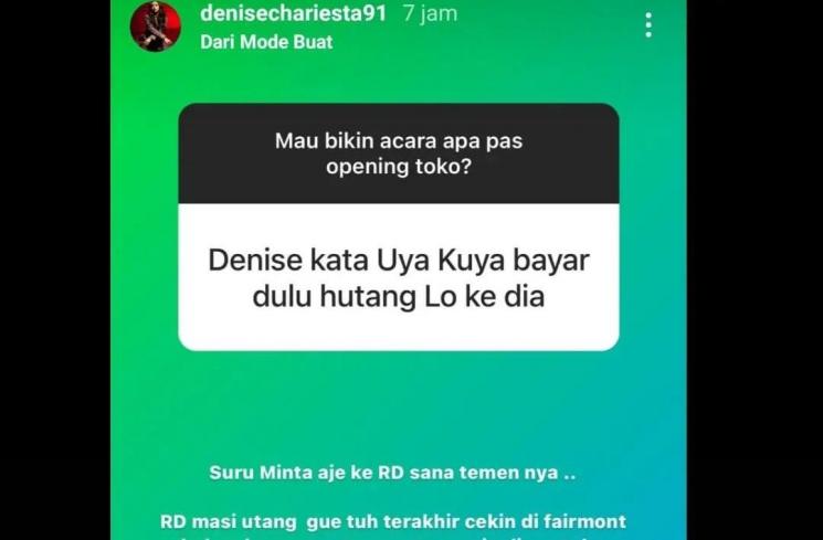 sosok RD dikabarkan punya utang ke Denise Chariesta (Instagram/@lambe_danu_official99)