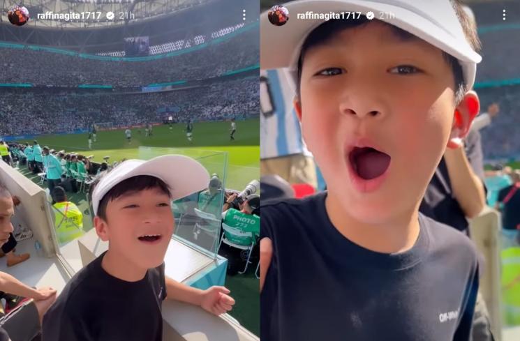 Momen Rafathar nonton Lionel Messi di Piala Dunia 2022 (Instagram/@raffinagita1717)