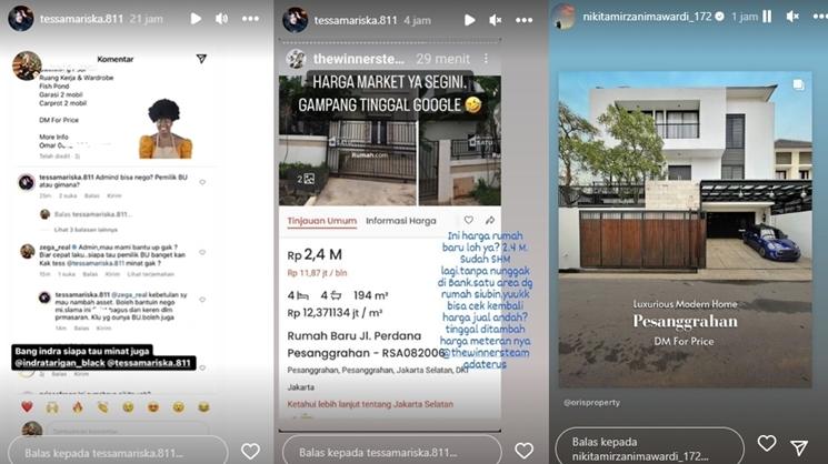 Nikita Mirzani diduga jual rumah. (Instagram/tessamariska.811/nikitamirzanimawardi_172)