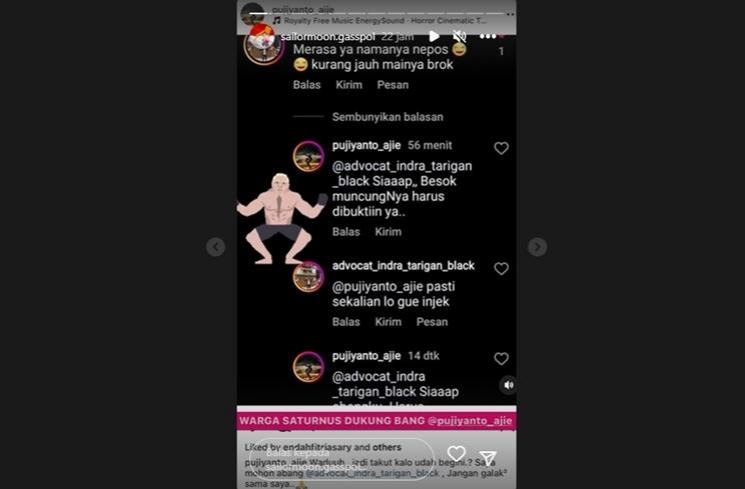 Indra Tarigan sesumbar mau injak leher sahabat Nikita Mirzani. (Instagram/@sailormoon.gasspol)