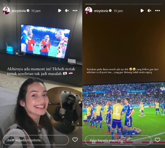 Enzy Storia kesal Jepang tersingkir dari Piala Dunia 2022. (Instagram/@enzystoria)