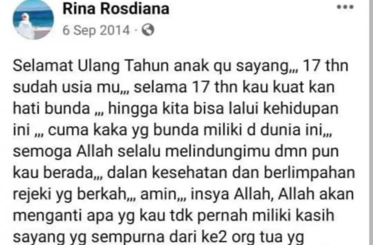 curhatan kakak tiri Syahrini, Rina Rosdiana (Instagram/@conglie)willneverdie)