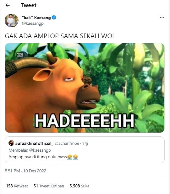 Kumpulan Cuitan Twitter Kaesang setelah Menikahi Erina (Twitter/kaesangp)